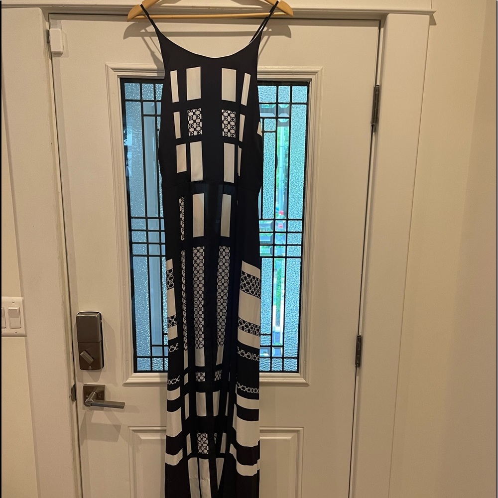 Asos black and white printed maxi dress - Size 14